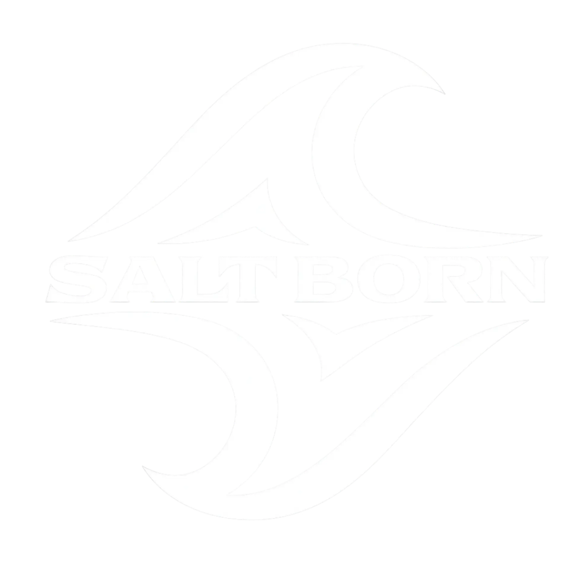 Salt Born white logo with wave symbol on transparent background